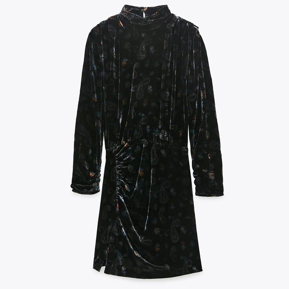 Perfect holiday dress ZARA PRINTED VELVET DRESS - Picture 5 of 8